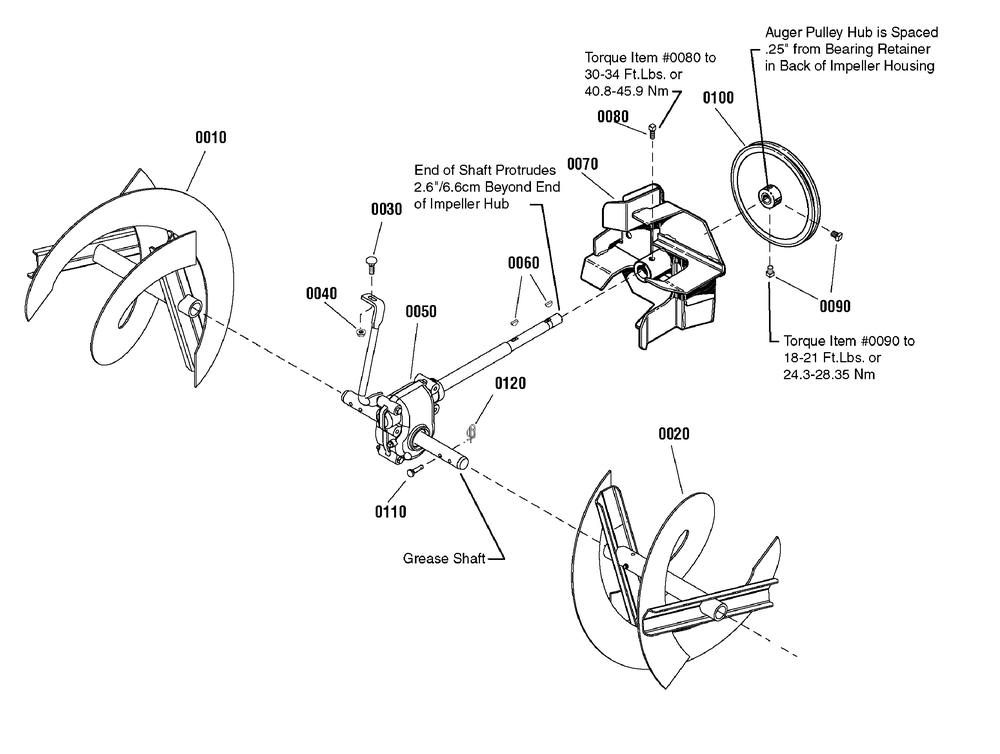 Auger Drive Group Diagram and Parts List for 1695753-18-2852-30,1381HST 2009 Briggs and Stratton Snow Blower